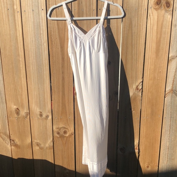 Vintage Nylon Long White Slip Dress - Picture 9 of 11